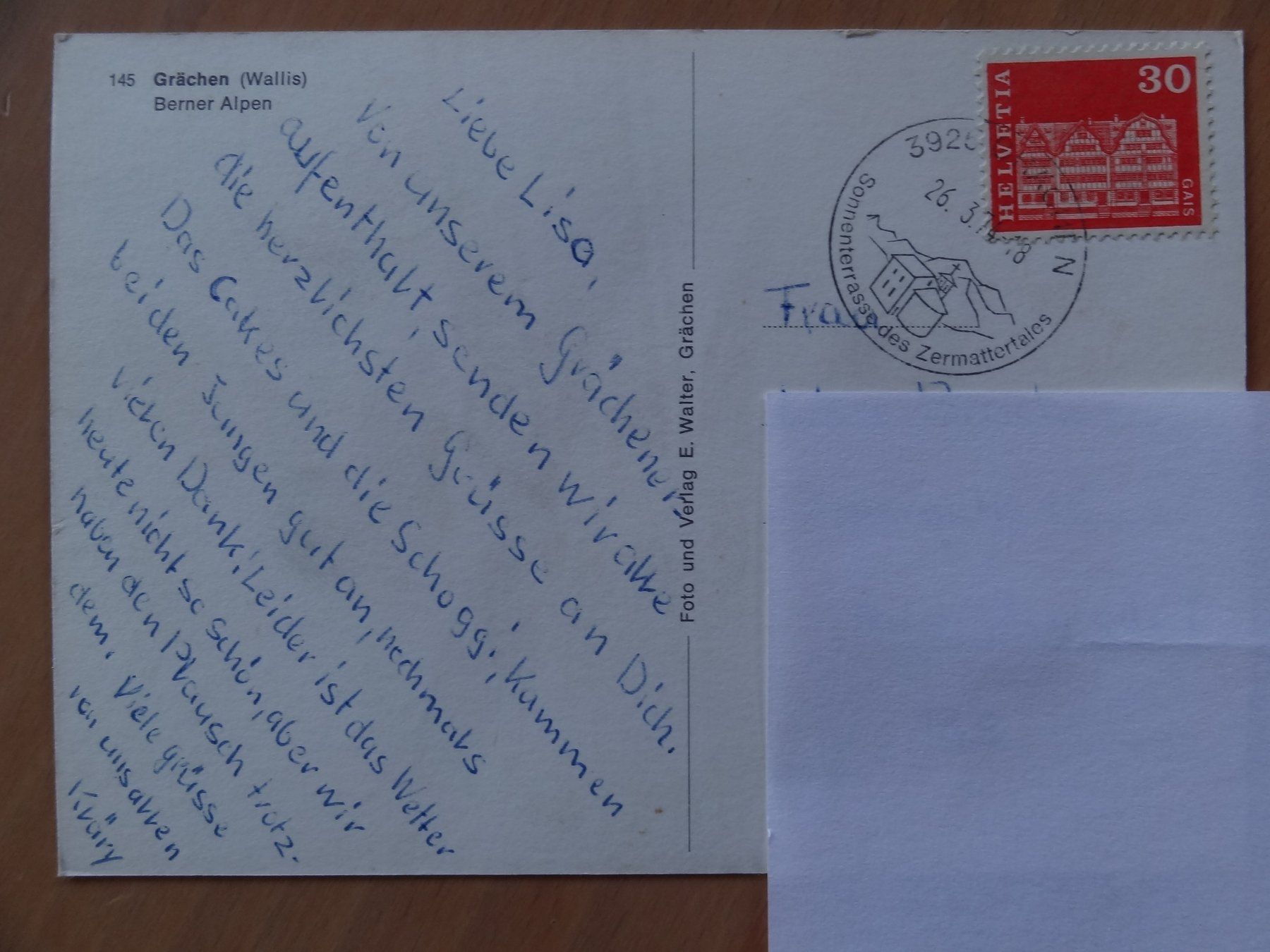 Cartoline postali: Grächen - und Berner alpen - 1974 – Usato da St Léonard venduto da Riglin 1