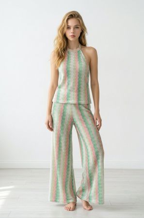 *SALE* Sommerliches Hosen-Top Set, gestreift mit Goldfäden