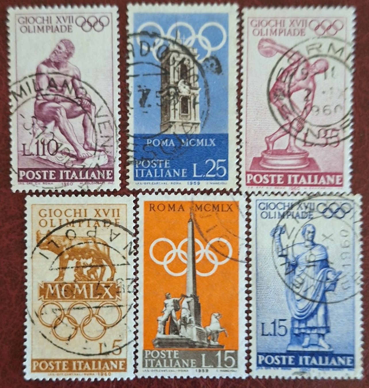 Tutti i francobolli: 6 timbres "Giochi Olimpiade" Italia – Usato da Genève venduto da JLV01