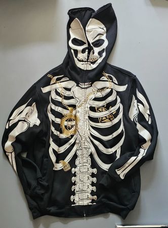 Komplett schliessbare Skelett Kapuzenjacke In Gr. XL