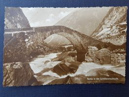 Antike Postkarte  Schöllenenschlucht mit Steinbrücke