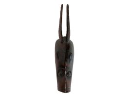 Handgeschnitzte Holzmaske mit Hörnern