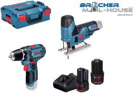 Bosch GSR 12V-15 + Akku Stichsäge GST 12V-70 Actions - Set