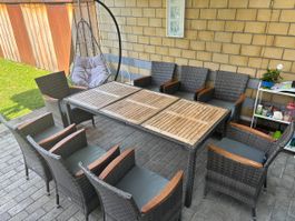 vidaXL Gartenmöbel-Set 9-teilig – Tisch 190 × 90 cm + 8 Stüh