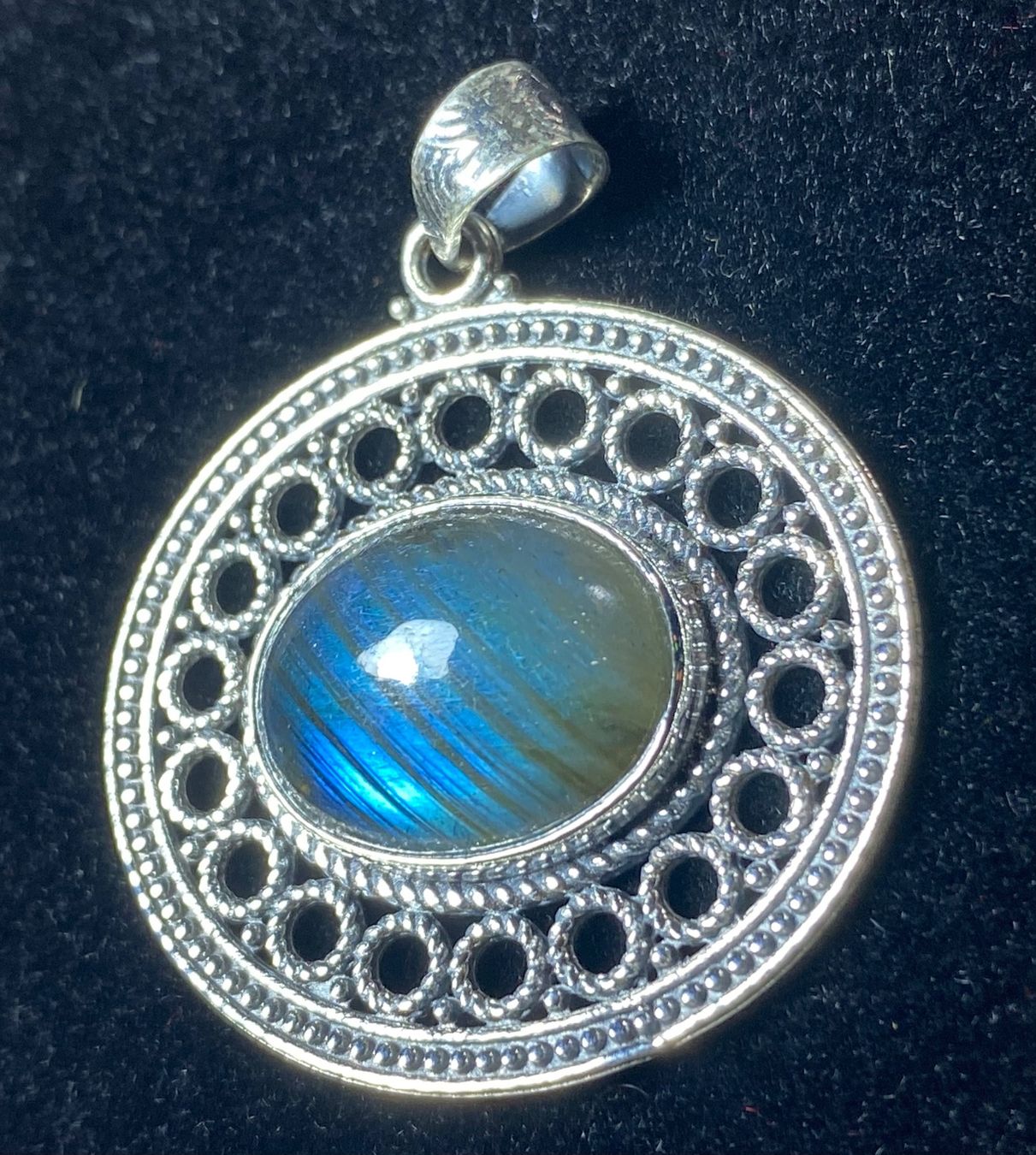 Ciondoli: boho Anhänger 925 Silber natürlicher Labradorit – Nuovo e nell'imballaggio originale da Laax GR venduto da krippenfiguren-laax 2