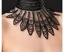 Eleganter Pailletten-Kragen, Gr. Einheitsgrösse, schwarz