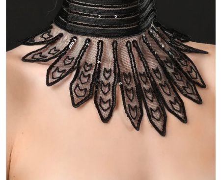 Eleganter Pailletten-Kragen, Gr. Einheitsgrösse, schwarz