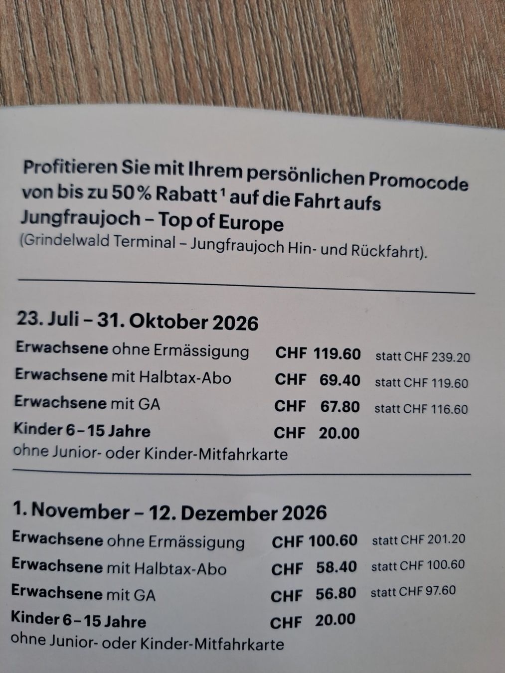 Buoni: Jungfraujoch Gutschein – Usato da Leissigen venduto da Wolkenlos0 1