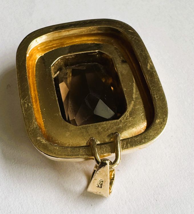 Goldanhänger 18Karat mit Rauchquarz, Vintage 2