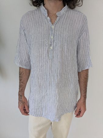 Herren Hemd Grösse L gestreift 100% Leinen gute Zustand