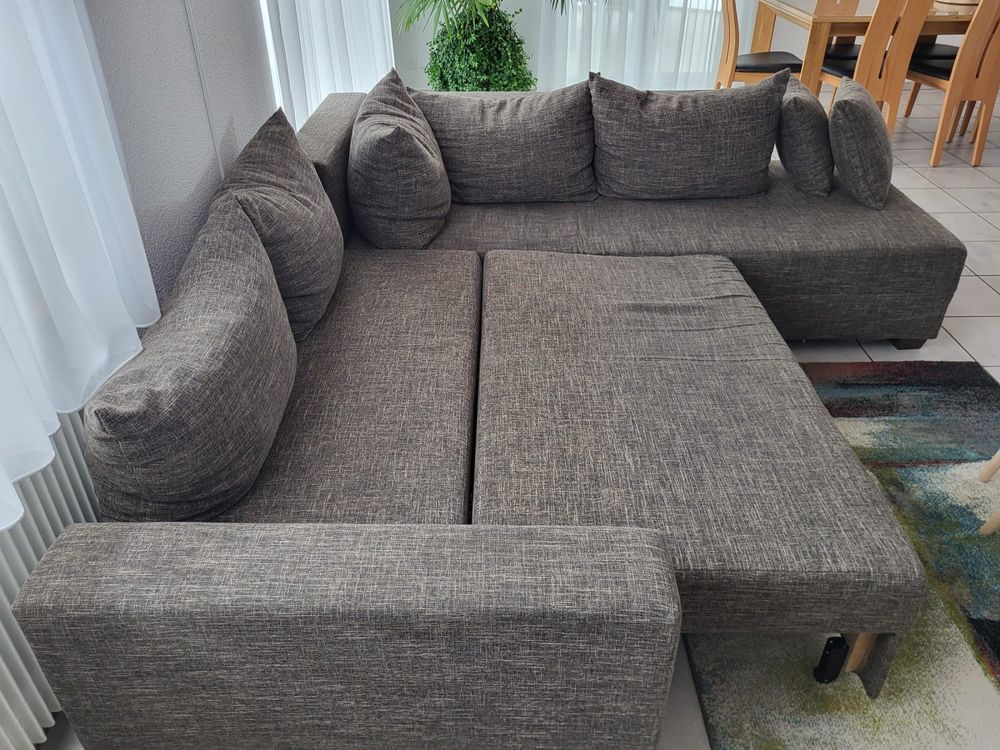 BAÏTA Ecksofa Mira 4-Sitzer Hellgrau - Ausziehbar Mit Wendeecke & Aufbewahrungsbox