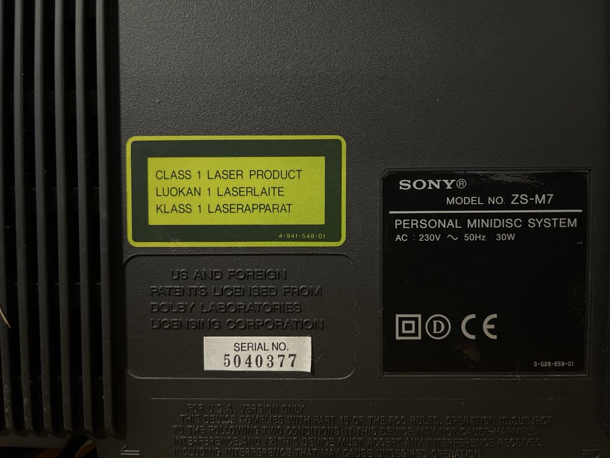 Sony Minidisc: Sony Minidisc System, ZS-M7 Nr.2 – Usato da Laufenburg venduto da smoritz01 2