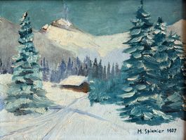 Vintage Winter Ölgemälde M. Spinnler 1937