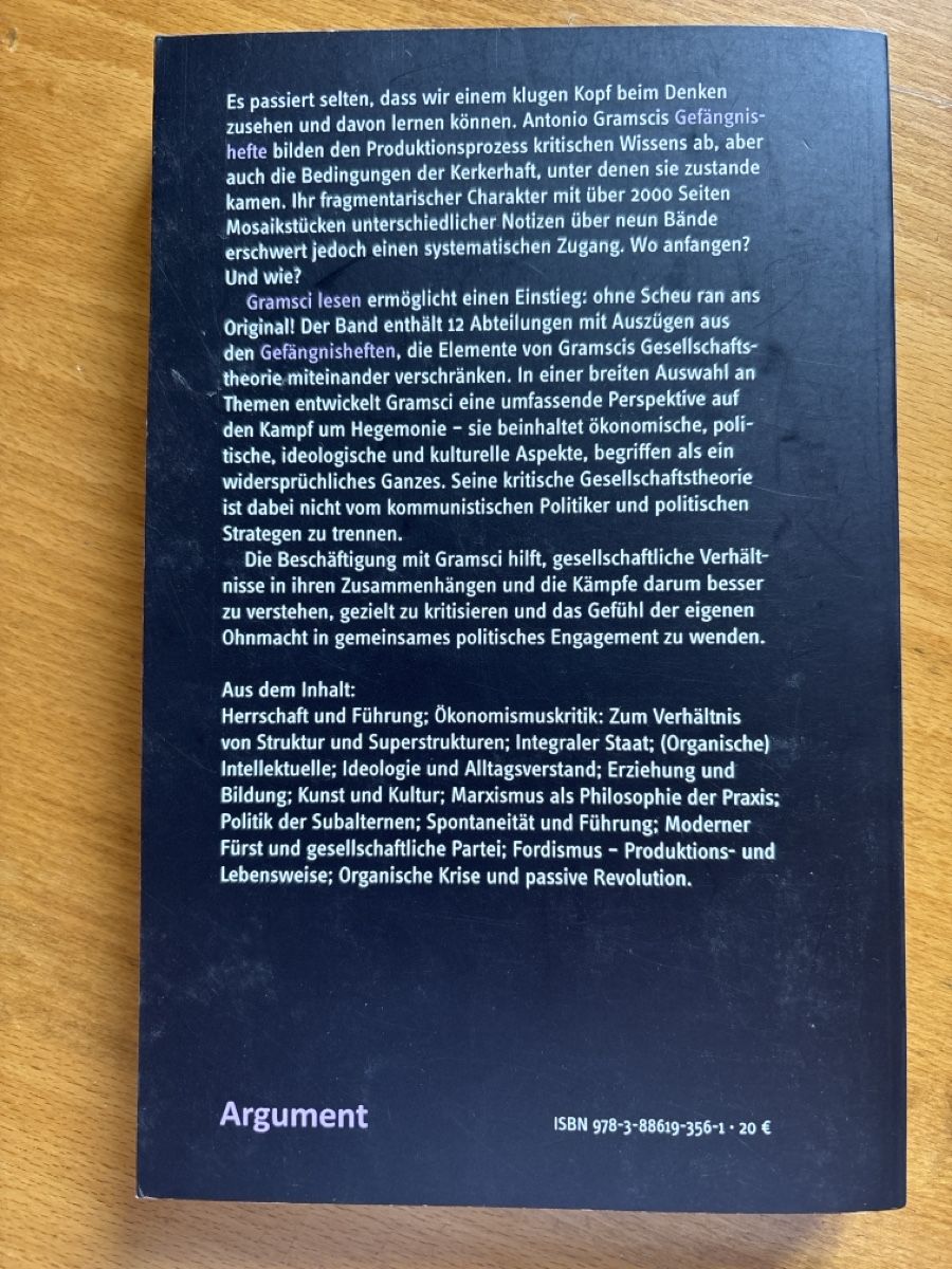 Bücher: Gramsci lesen Einstiege in die Gefängnishefte Argument Buch – Gebraucht aus Bern von nae_82hp 1