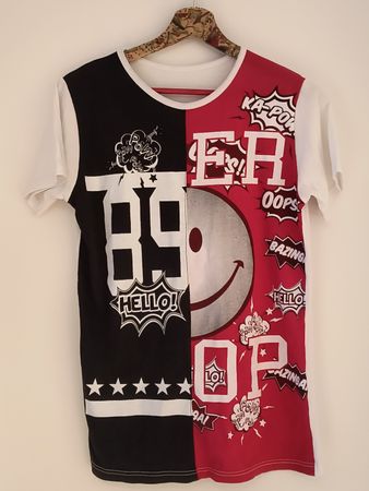 Cooles T-Shirt Gr. S Hit Farbe Rot Schwarz Weiss Smile