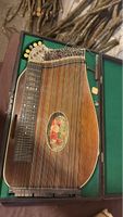 Zither mit Koffer Holz Blumenmotiv Alter Zustand