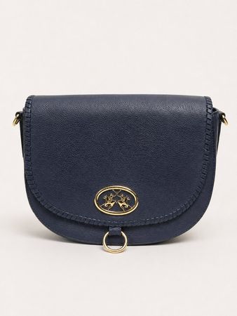 Sac à main La Marina cuir bleu femme 25cm
