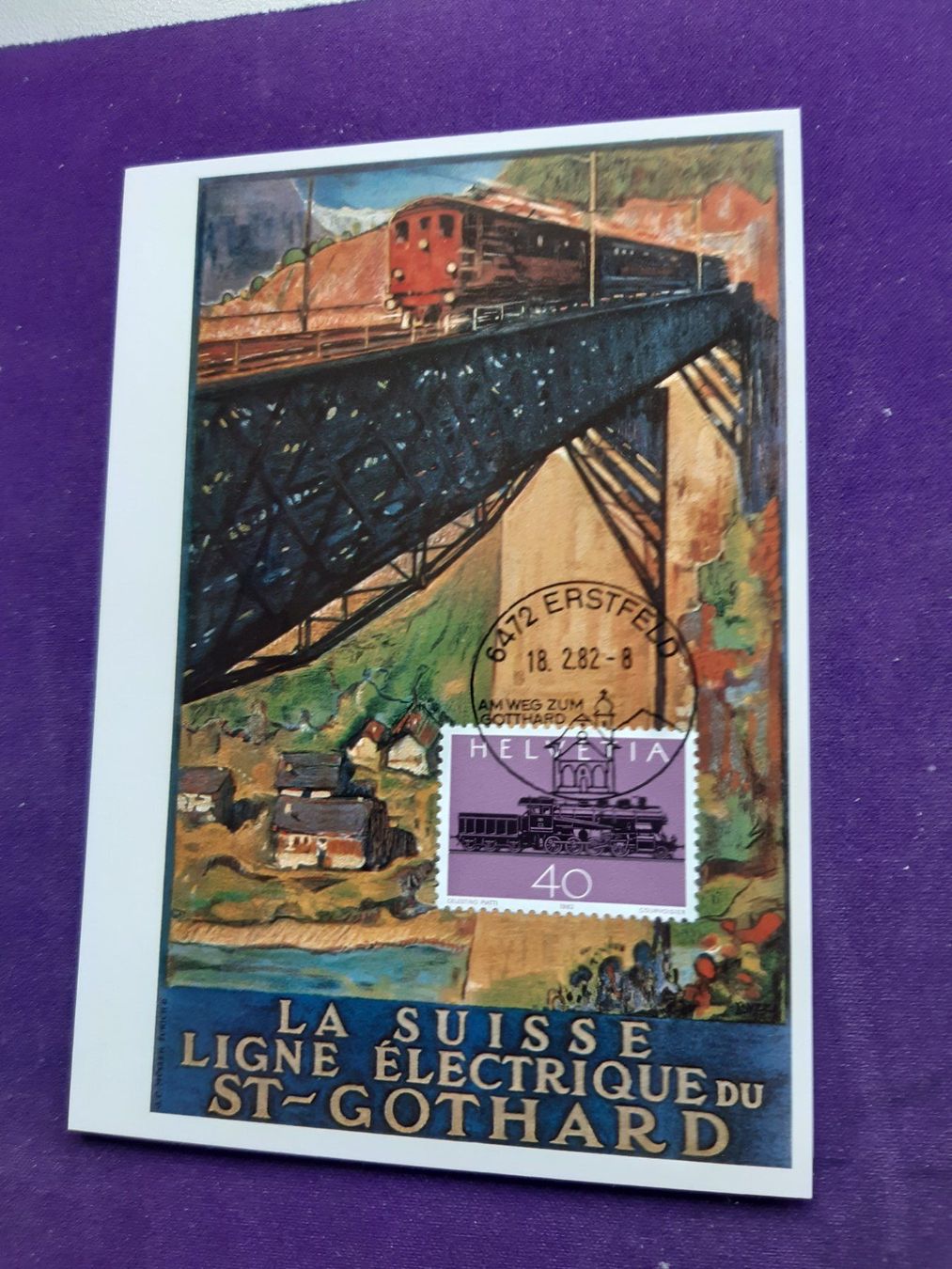 Alle Briefmarken: Plakat Gotthardbahn SBB 1924, Erstfeld 18.2.82 – Neu (gemäss Beschreibung) aus Wangs von weisstannen01