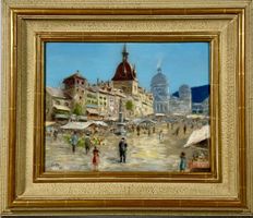 KÜNSTLER ? E.H MONOGRAMMIERT PASTELL WEISENHAUSPLATZ BERN