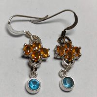Boucles d'oreilles vintage argent 925, citrine A1
