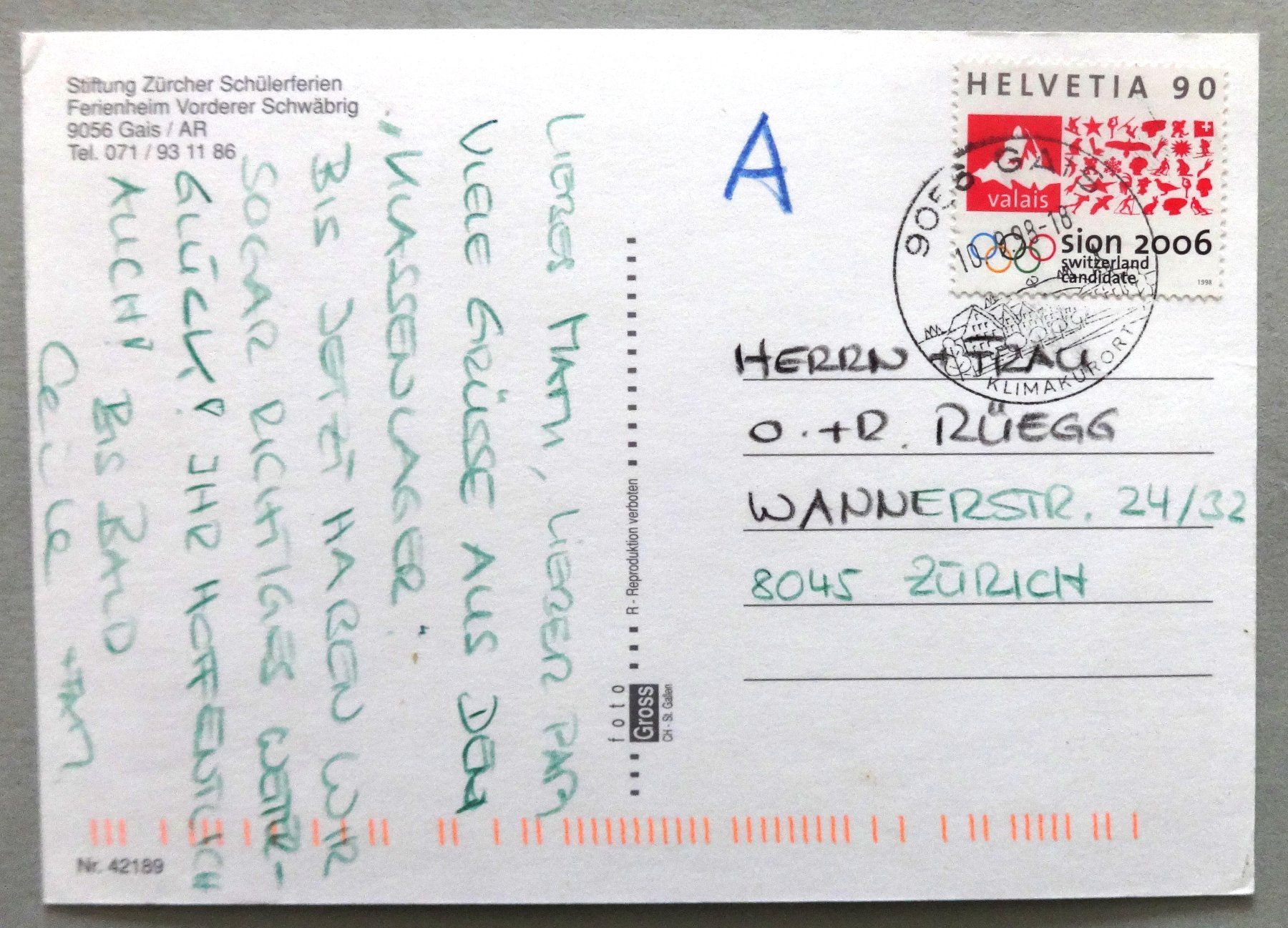 Cartoline postali: Schwäbrig ob Gais AR – Usato da Fétigny venduto da Billy2miny 1