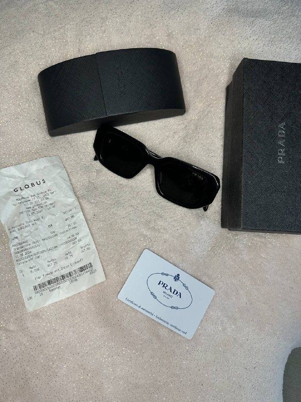 Brillen & Gläser: Prada Sunglasses Black Rectangular Full Set With Receipt – Gebraucht aus Bern von sap2ch 1