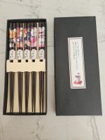 Essstäbchen Set 5 Paar japanisch Blumenmuster neu