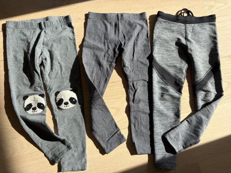 3 lange Hosen Mädchen grau Gr. 116 Panda Leggings Powerzone