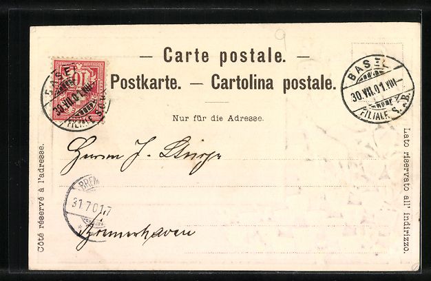 Cartoline postali: AK Basel, Rheinansicht, Kantonswappen – Usato da Berlin venduto da bartko-reher 1