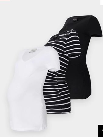 3 Umstandsshirts Gr. S, schwarz/weiss gestreift