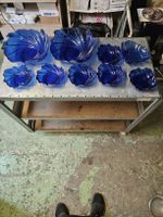 Glas Schalen Set 9-teilig Blau Wirbel Design (D)