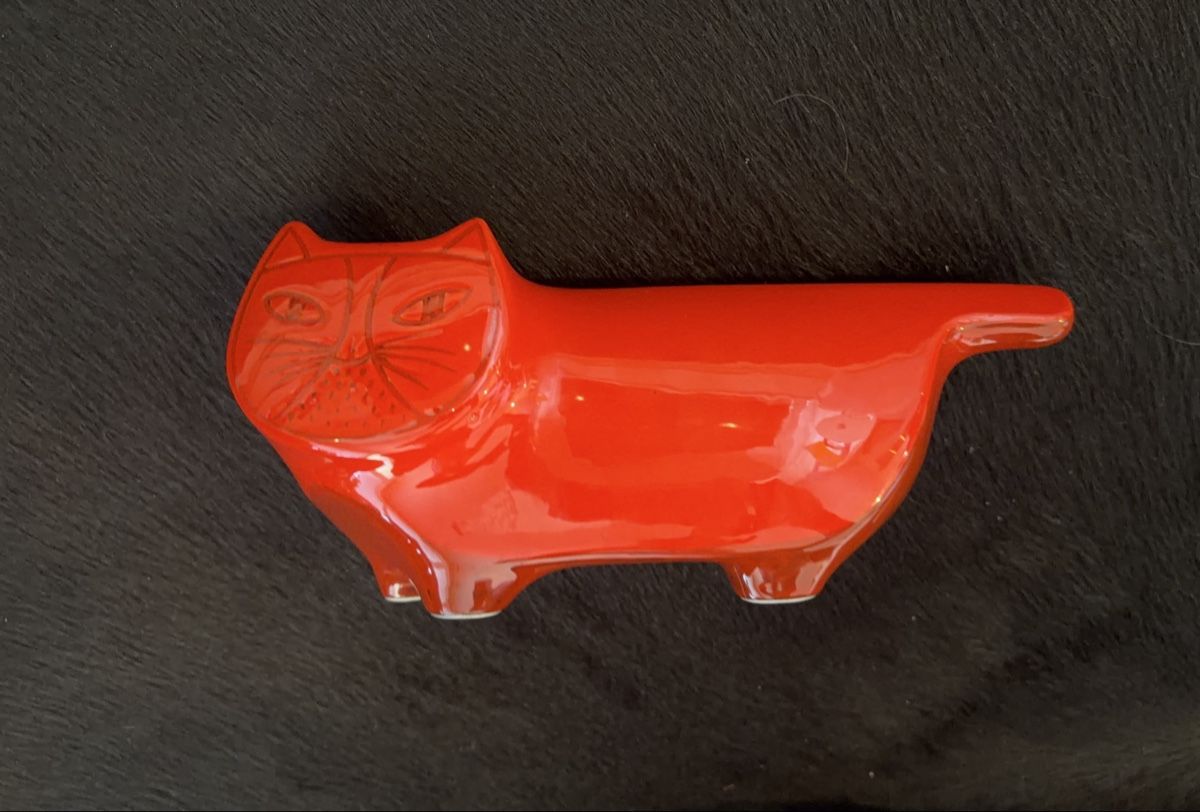 Statuette: Baldelli Red Ceramic Cat Coin Bank – Usato da Erlenbach ZH venduto da topchick 1
