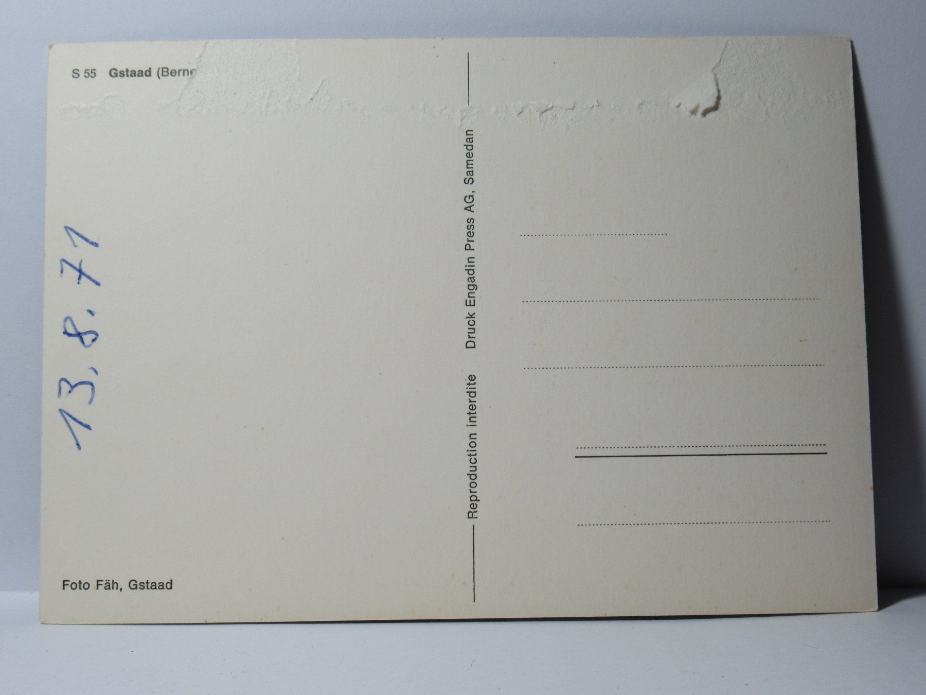 Cartoline postali: Gstaad , Berner Hof   1971 – Usato da Grenchen venduto da Bluemchen1900 1