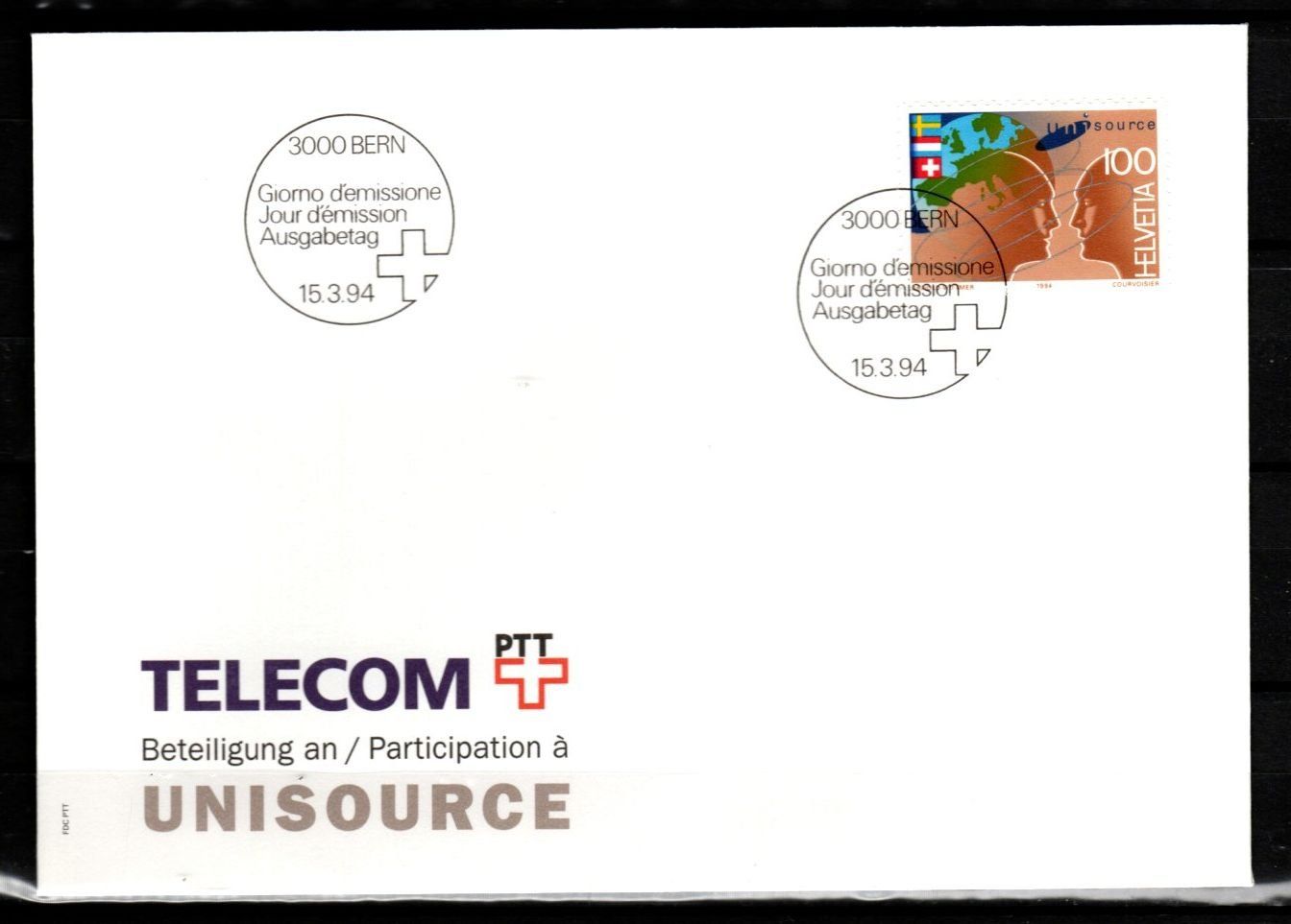 Tutti i francobolli: 1994 - FDC / Werbemarken- Bet.der Telecom PTT an Unisource – Usato da Schaffhausen venduto da poststamp