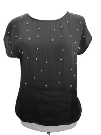 Gr. 36 more&more Satinshirt schwarz Perlen BLICKFANG