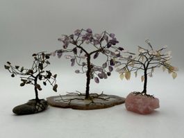 3x  Edelsteinbäume, Drahtbäumchen, Deko, Mineralien Kristall
