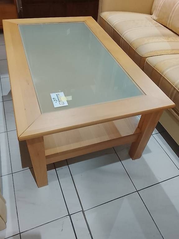 Tavoli: Salontisch aus Holz mit Glasablage – Usato da Neuhausen am Rheinfall venduto da galleria13