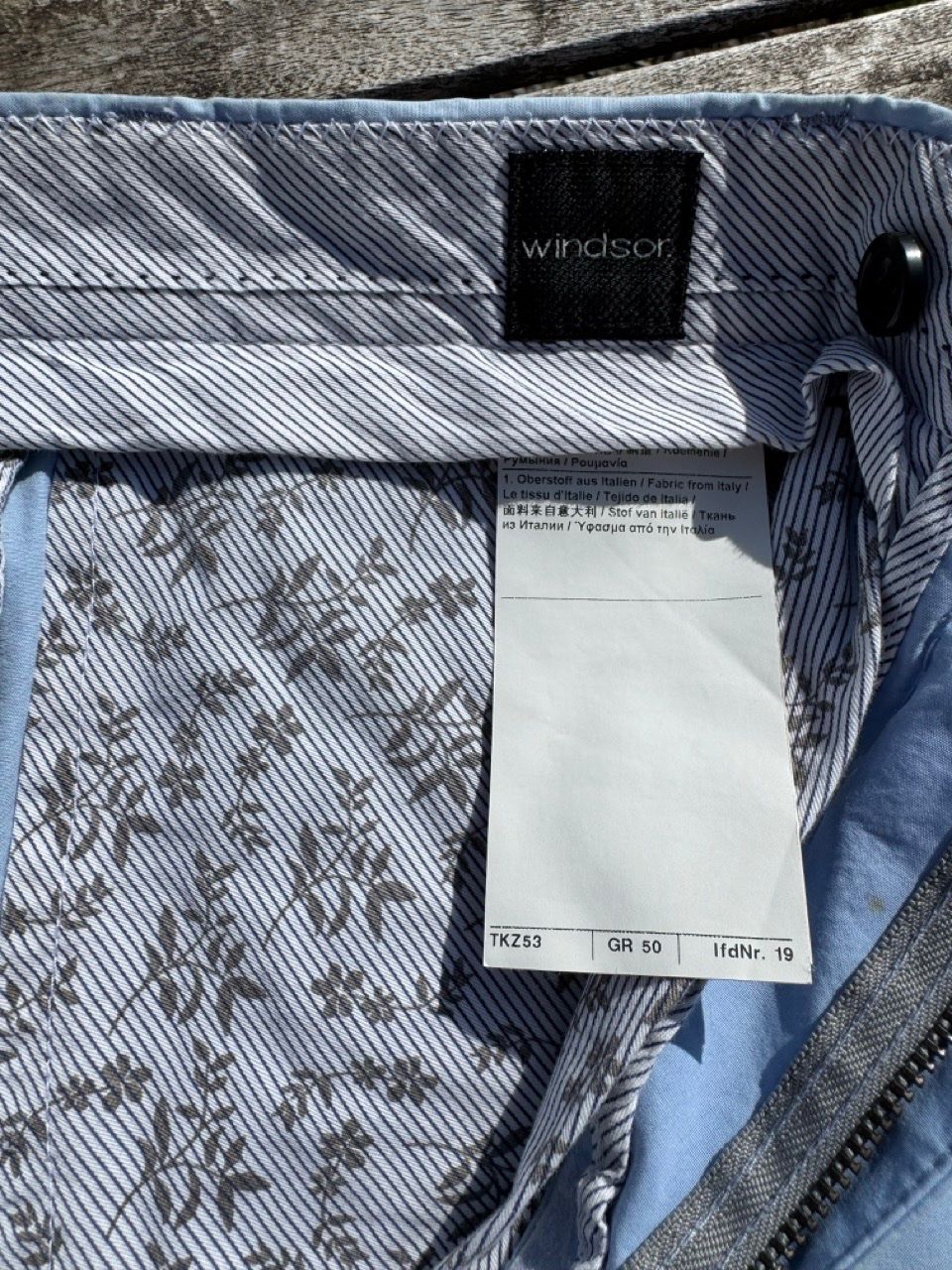 Windsor Pantaloni: Windsor Chino Hose, hellblau, Gr. 50 – Usato da Schlieren venduto da Timsonsan 2