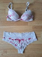 Damen Dessous Set mit BH und Slip Blumendekor Grösse S/M