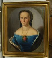 Antikes Frauenportrait Oel auf Leinwand 1859