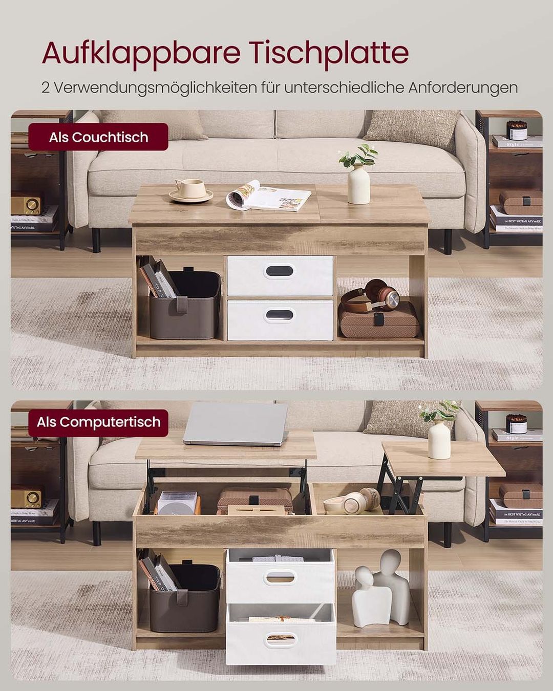 Tische: Couchtisch mit 2 Schubladen und Fächern LUMEA – Neu und originalverpackt aus Lachen SZ von MAMORU-MOEBEL 2