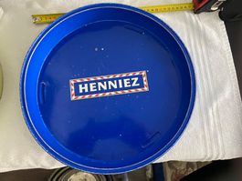 Plateau publicitaire vintage Henniez – bar café – Ø env. 36