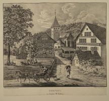 BERNEGG ST. GALLEN, LITHOGRAPHIE UM 1850