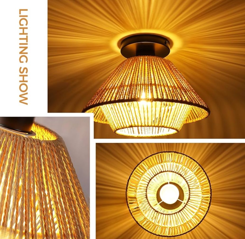 Kronleuchter & Deckenlampen: Rattan Deckenleuchte  Ø30cm, E27 inkl. Leuchtmittel – Neu und originalverpackt aus Winterthur von SwissPrime 2