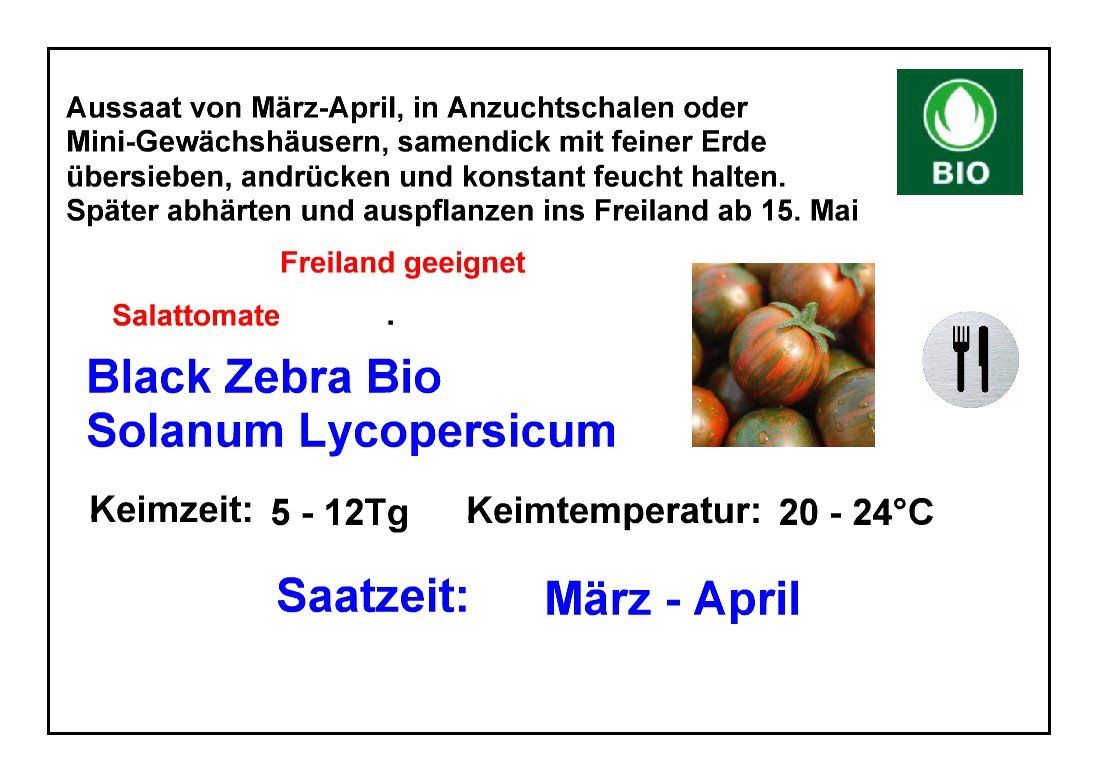 Piante & sementi: Black Zebra BIO - Solanum lycopersicum - 15 Samen – Nuovo e nell'imballaggio originale da Sumiswald venduto da Cham14559 2