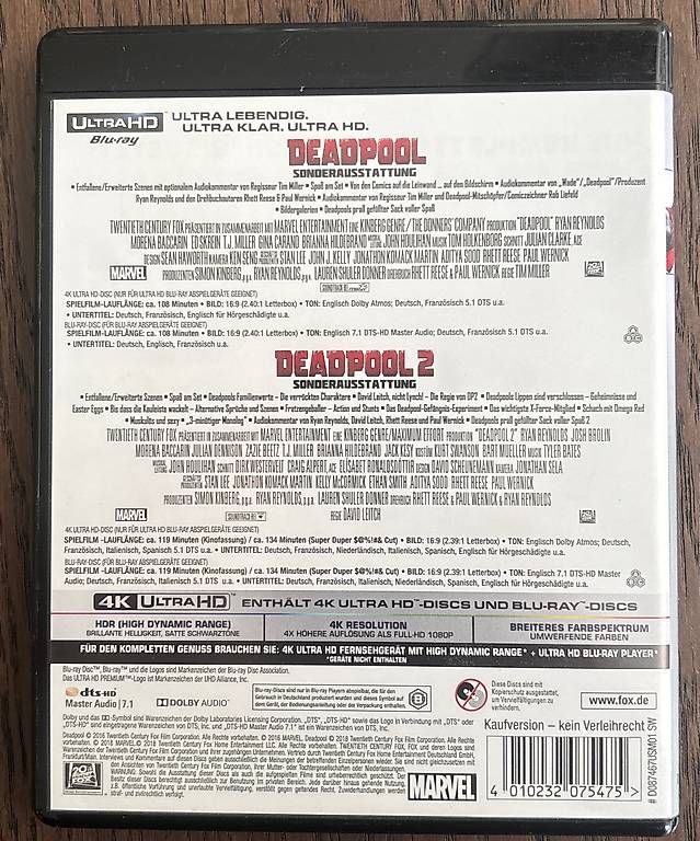 Tutti i DVDs: Deadpool 1 & 2 NEU OVP 4K  – Nuovo e nell'imballaggio originale da Winterthur venduto da Geilotime 1