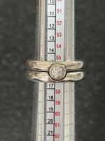 Elegant Silber 925 Ring-Set (2-teilig) mit Stein – Grösse 56