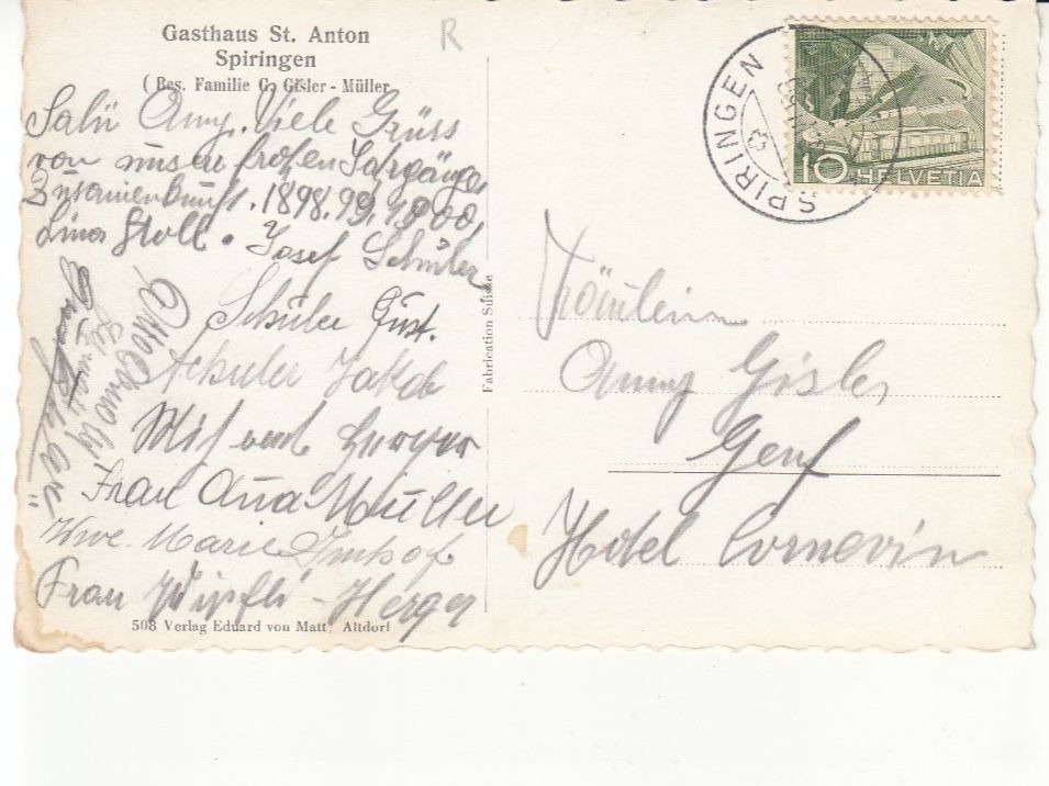 Cartoline postali: Spiringen St. Anton 1950 – Usato da Bürglen TG venduto da StampGraf 1