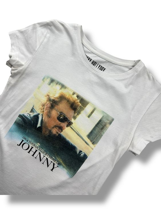 T Shirt Blanc De Collection Vintage Johnny Hallyday S Neuf Voir 