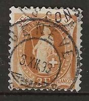 CH072a - Helvetia debout 72a obl. Genève 3.12.1893